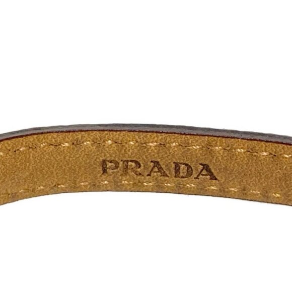 Auth PRADA - Dark Brown Silver Leather Hardware Belt - Picture 4 of 7